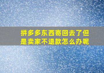 拼多多东西寄回去了但是卖家不退款怎么办呢