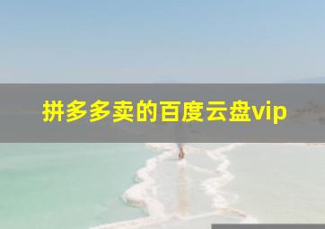 拼多多卖的百度云盘vip