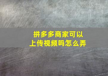 拼多多商家可以上传视频吗怎么弄