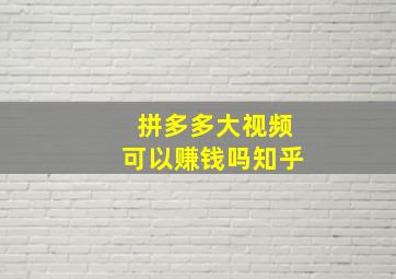 拼多多大视频可以赚钱吗知乎