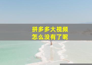 拼多多大视频怎么没有了呢