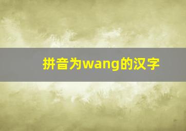 拼音为wang的汉字