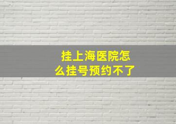 挂上海医院怎么挂号预约不了