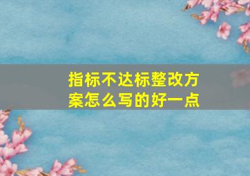 指标不达标整改方案怎么写的好一点