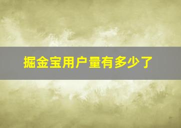 掘金宝用户量有多少了