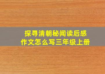 探寻清朝秘闻读后感作文怎么写三年级上册