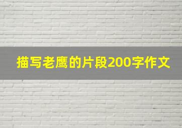 描写老鹰的片段200字作文