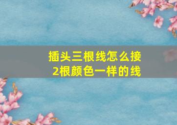 插头三根线怎么接2根颜色一样的线