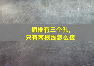 插排有三个孔,只有两根线怎么接