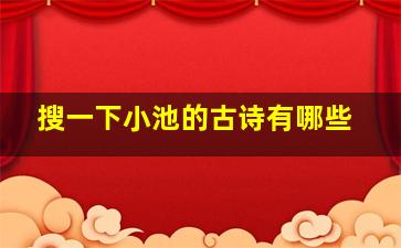 搜一下小池的古诗有哪些