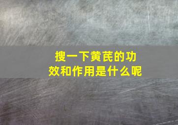 搜一下黄芪的功效和作用是什么呢