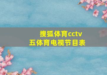 搜狐体育cctv五体育电视节目表