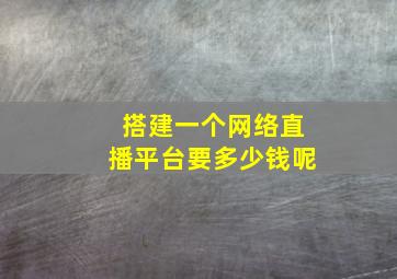 搭建一个网络直播平台要多少钱呢