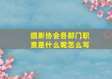 摄影协会各部门职责是什么呢怎么写