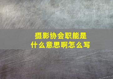 摄影协会职能是什么意思啊怎么写