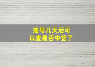 摇号几天后可以查是否中签了