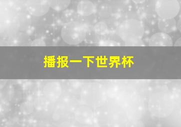 播报一下世界杯