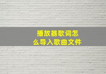 播放器歌词怎么导入歌曲文件