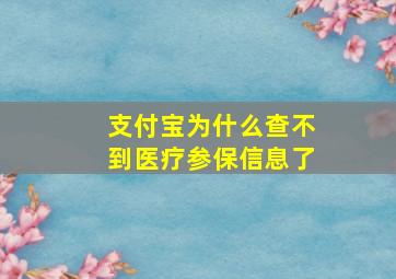 支付宝为什么查不到医疗参保信息了