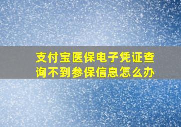 支付宝医保电子凭证查询不到参保信息怎么办