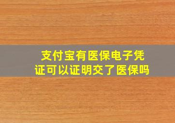 支付宝有医保电子凭证可以证明交了医保吗