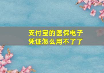 支付宝的医保电子凭证怎么用不了了