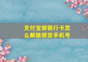 支付宝绑银行卡怎么解除绑定手机号