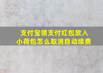 支付宝领支付红包放入小荷包怎么取消自动续费