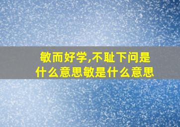 敏而好学,不耻下问是什么意思敏是什么意思