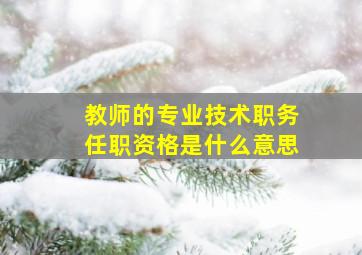 教师的专业技术职务任职资格是什么意思