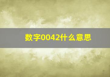 数字0042什么意思