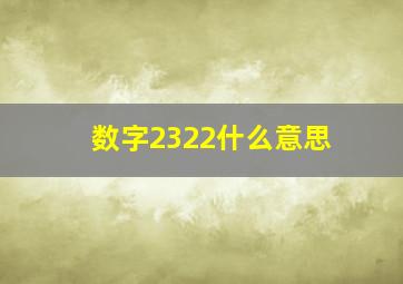 数字2322什么意思