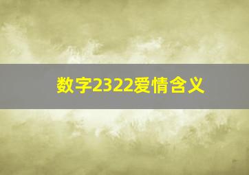 数字2322爱情含义