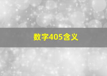 数字405含义