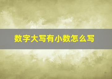 数字大写有小数怎么写