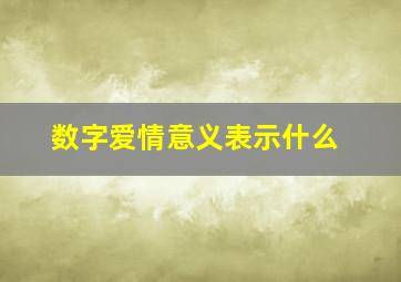 数字爱情意义表示什么