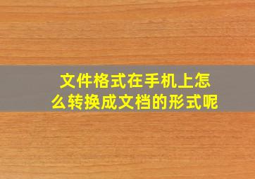 文件格式在手机上怎么转换成文档的形式呢