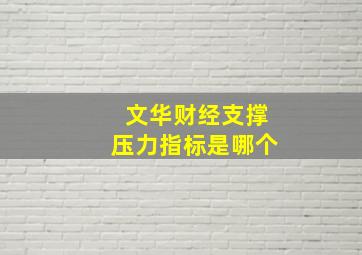 文华财经支撑压力指标是哪个