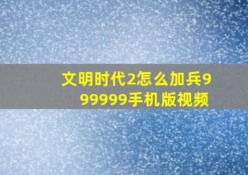 文明时代2怎么加兵999999手机版视频