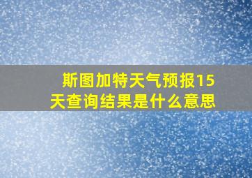 斯图加特天气预报15天查询结果是什么意思