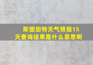 斯图加特天气预报15天查询结果是什么意思啊