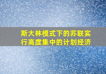 斯大林模式下的苏联实行高度集中的计划经济