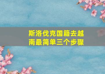 斯洛伐克国籍去越南最简单三个步骤