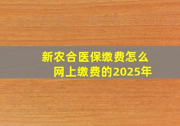 新农合医保缴费怎么网上缴费的2025年