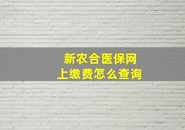 新农合医保网上缴费怎么查询