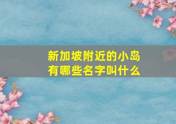 新加坡附近的小岛有哪些名字叫什么