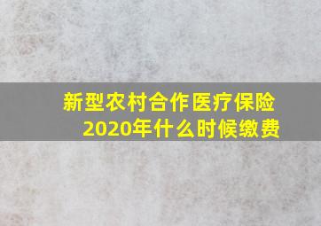 新型农村合作医疗保险2020年什么时候缴费