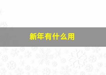 新年有什么用