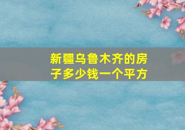 新疆乌鲁木齐的房子多少钱一个平方