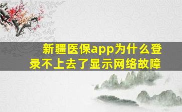 新疆医保app为什么登录不上去了显示网络故障